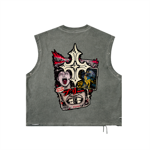 Distressed Grommet Eyelet Tank Top